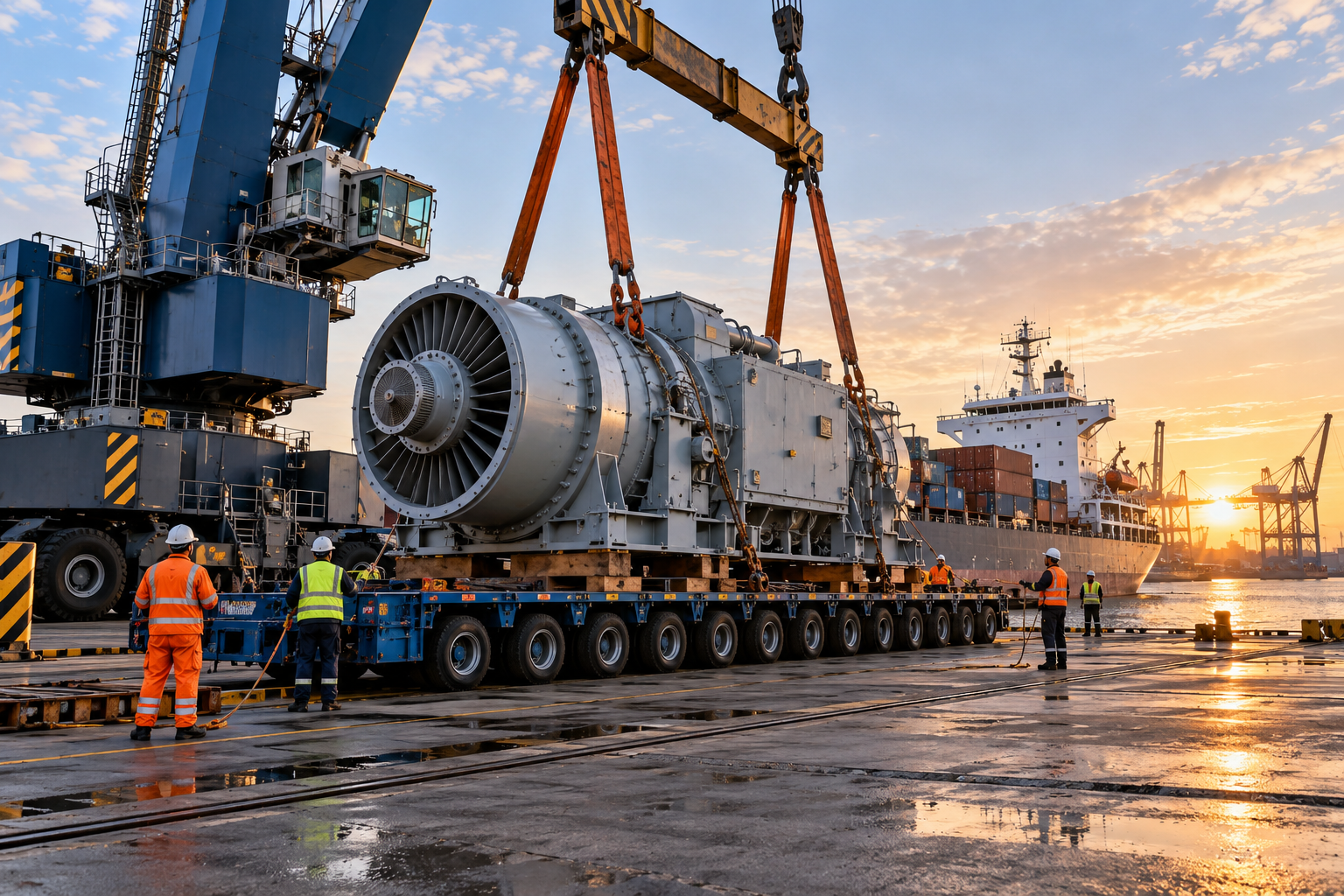 Heavy cargo at a seaport
